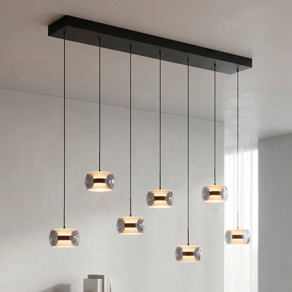Paul Neuhaus Lampa wisząca Fumea, możliwość ściemniania, czarny, salon / jadalnia, szkło