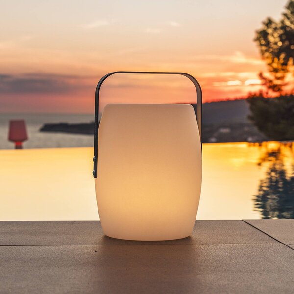 Lumisky Lampa stołowa LED z akumulatorem Lucy ROCK, biało-szara, wysokość 30 cm, CCT ROCK, biały / opal, tworzywo sztuczne, nowoczesny
