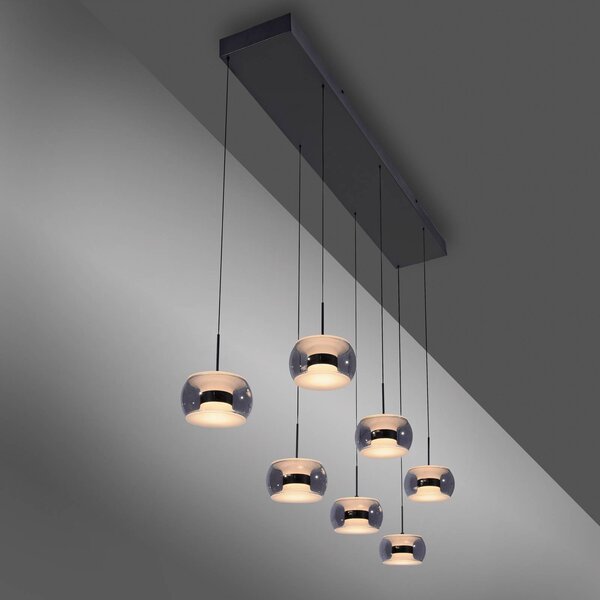 Paul Neuhaus Lampa wisząca Fumea, możliwość ściemniania, czarny, salon / jadalnia, szkło