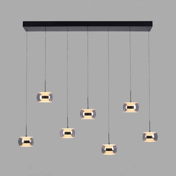 Paul Neuhaus Lampa wisząca Fumea, możliwość ściemniania, czarny, salon / jadalnia, szkło