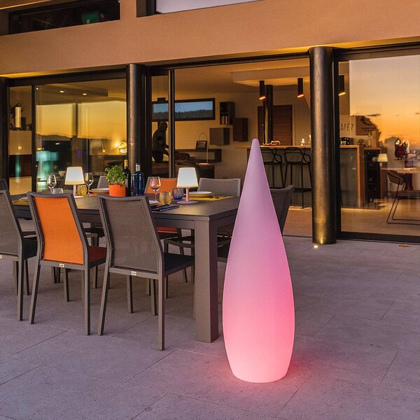 Lumisky Lampa tarasowa LED na akumulator Classy, biała, wysokość 120 cm, RGBW Classy, biały / opal, tworzywo sztuczne
