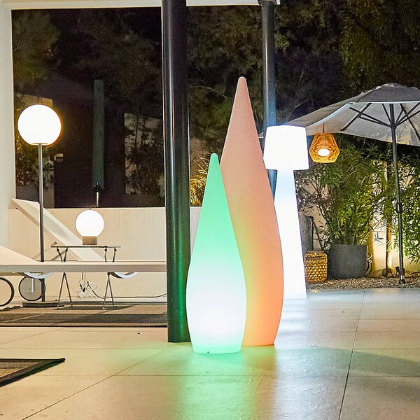 Lumisky Lampa tarasowa LED z panelem słonecznym Classy, biała, wysokość 80 cm, RGBW Classy, biały / opal, tworzywo sztuczne