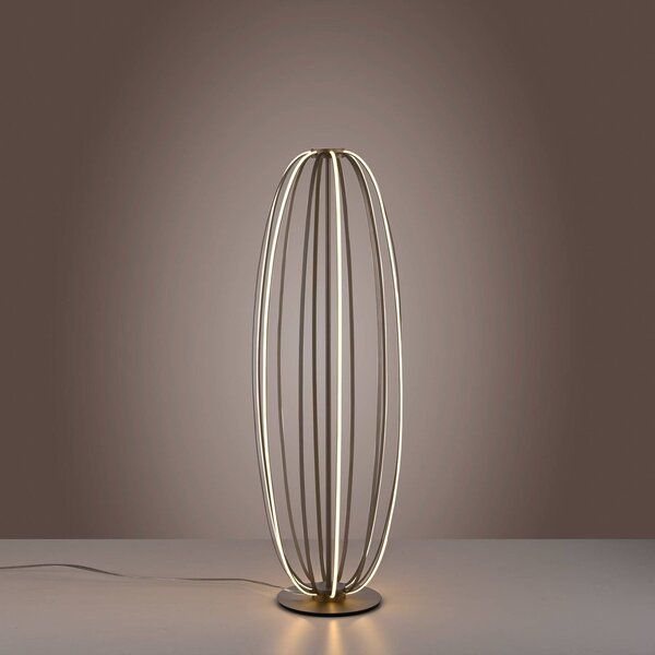 Paul Neuhaus Lampa stojąca Elvara, możliwość ściemniania, brązowy / mosiężny, salon / jadalnia, aluminium