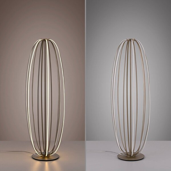 Paul Neuhaus Lampa stojąca Elvara, możliwość ściemniania, brązowy / mosiężny, salon / jadalnia, aluminium