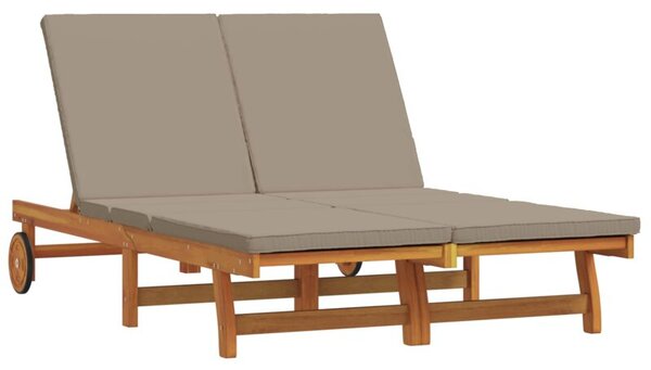 Leżak 2-osoba brązowy 63 x 199 x 85 cm lite drewno akacji