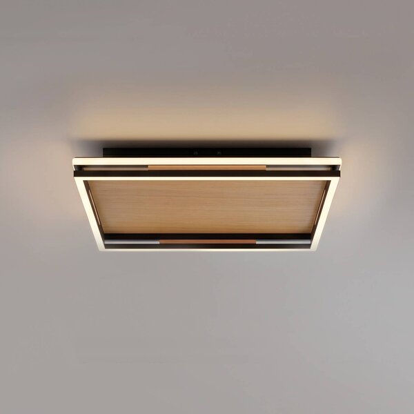 Paul Neuhaus Lampa sufitowa Sveja, możliwość ściemniania, jasne drewno, salon / jadalnia, drewno, nowoczesny