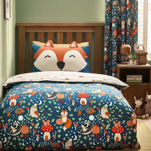Zielono-beżowa pościel dziecięca jednoosobowa 135x200 cm Fox and Woodland Friends – Catherine Lansfield