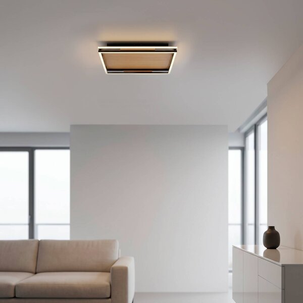 Paul Neuhaus Lampa sufitowa Sveja, możliwość ściemniania, jasne drewno, salon / jadalnia, drewno, nowoczesny
