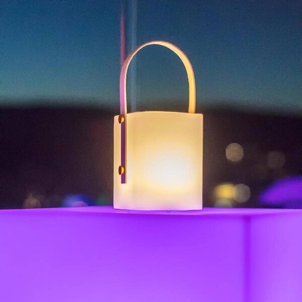 Lumisky Lampa stołowa LED z akumulatorem Tiky, biała, wysokość 27 cm, bambus/tworzywo możliwość ściemniania, jasne drewno, bambus
