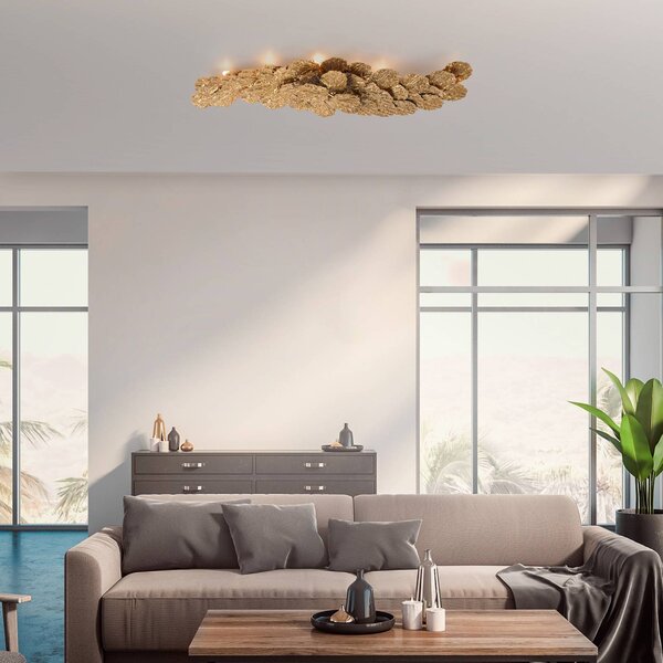 Paul Neuhaus Lampa sufitowa Virella, możliwość ściemniania, brązowy / mosiężny, salon / jadalnia, aluminium