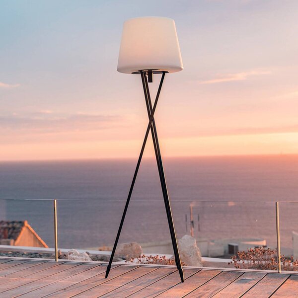 Lumisky Lampa stojąca LED na akumulator TRY, biało-czarna, wysokość 150 cm, metalowa, Try, możliwość ściemniania, czarny, metal, nowoczesny