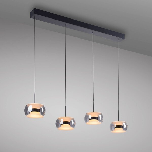 Paul Neuhaus Lampa wisząca Fumea, możliwość ściemniania, czarny, salon / jadalnia, szkło