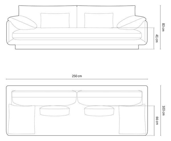 Beżowa aksamitna sofa 250 cm Torino – Micadoni