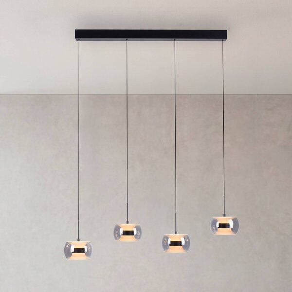 Paul Neuhaus Lampa wisząca Fumea, możliwość ściemniania, czarny, salon / jadalnia, szkło