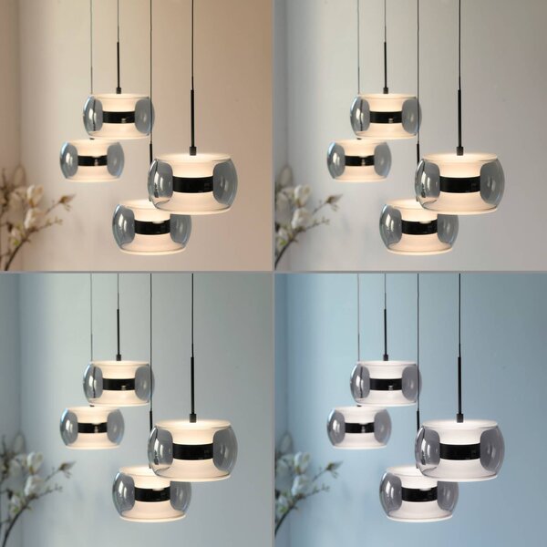 Paul Neuhaus Lampa wisząca Fumea, możliwość ściemniania, czarny, salon / jadalnia, szkło