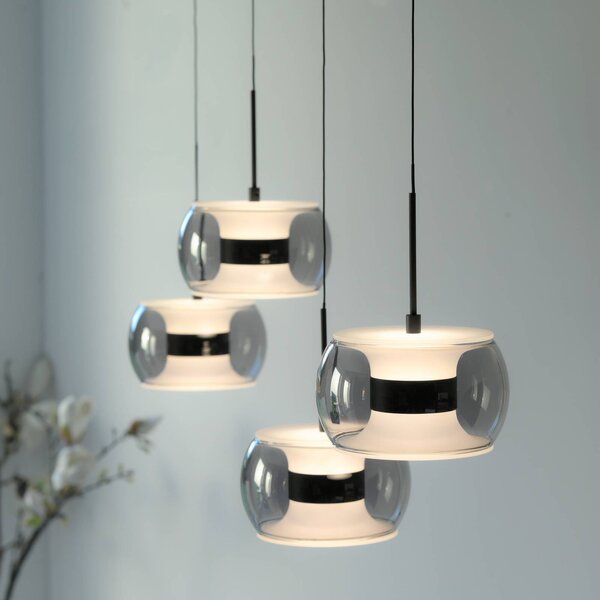 Paul Neuhaus Lampa wisząca Fumea, możliwość ściemniania, czarny, salon / jadalnia, szkło