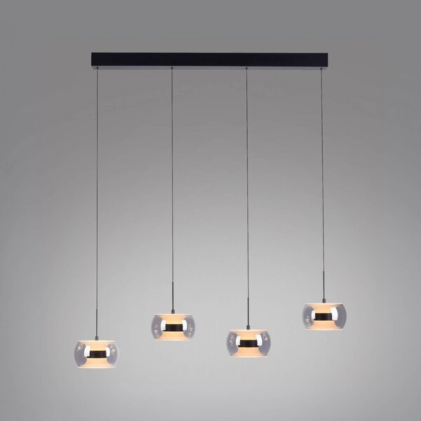 Paul Neuhaus Lampa wisząca Fumea, możliwość ściemniania, czarny, salon / jadalnia, szkło
