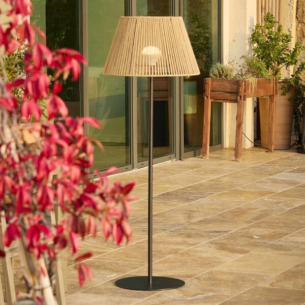 Lumisky Lampa stojąca LED z akumulatorem Raffy, czarna/jasnobrązowa, wysokość 166 cm, możliwość ściemniania, brązowy / rdzawy, tworzywo sztuczne, nowoczesny