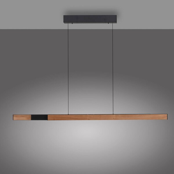 Paul Neuhaus Lampa wisząca Adriana, możliwość ściemniania, jasne drewno, salon / jadalnia, drewno