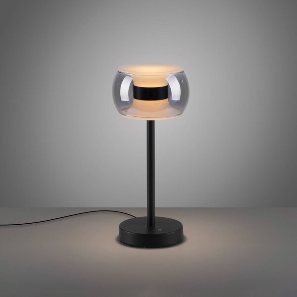 Paul Neuhaus Lampa stołowa Fumea, możliwość ściemniania, czarny, salon / jadalnia, szkło