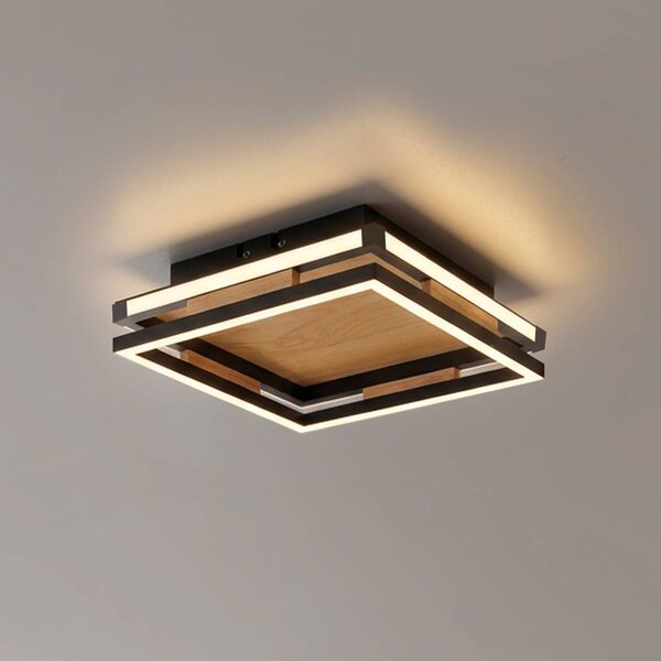 Paul Neuhaus Lampa sufitowa Sveja, możliwość ściemniania, jasne drewno, salon / jadalnia, drewno, nowoczesny