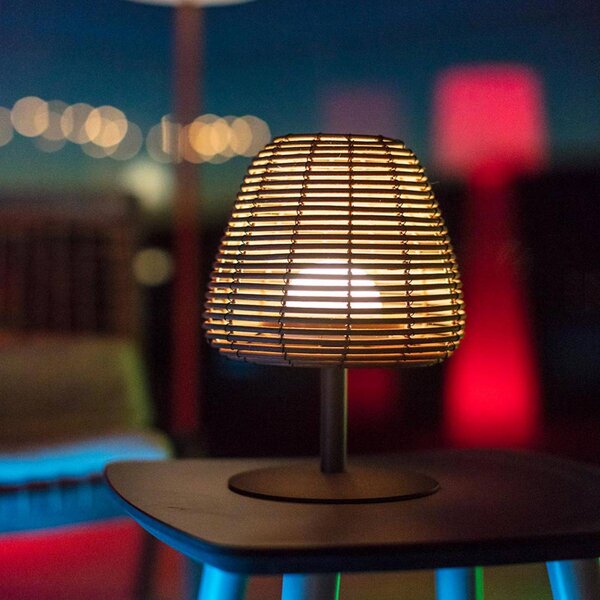 Lumisky Lampa stołowa LED z akumulatorem „Boheme”, ciemnoszara/brązowa, wysokość 25 cm Boheme, aluminiowy / szary / cynkowy, metal