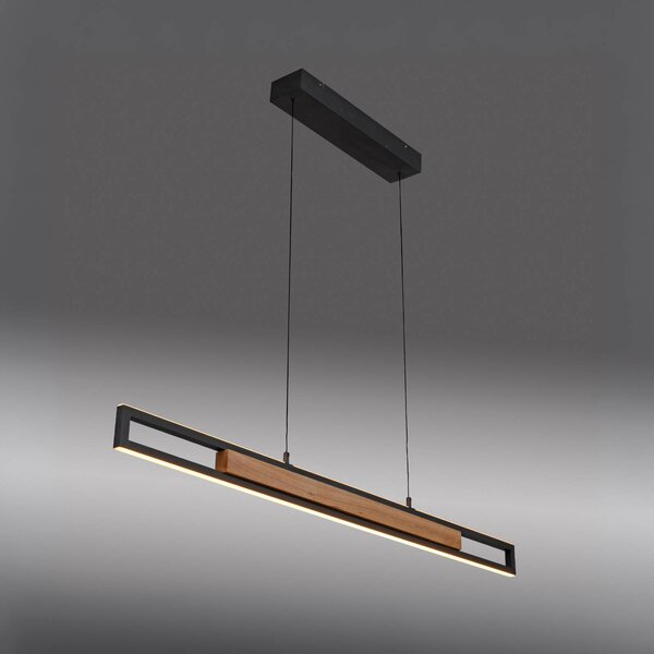 Paul Neuhaus Lampa wisząca Sveja, możliwość ściemniania, jasne drewno, salon / jadalnia, drewno, nowoczesny