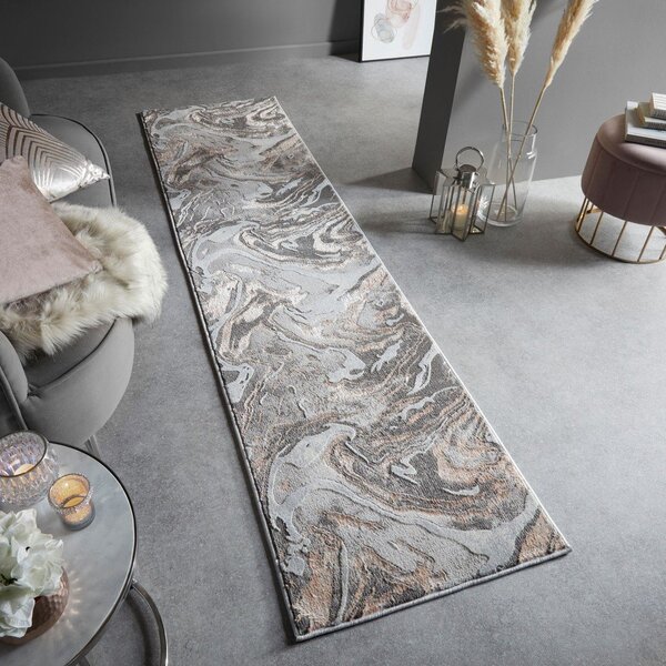 Szaro-beżowy chodnik 80x300 cm Marbled – Flair Rugs