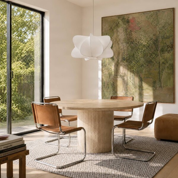 Lampa wisząca Cliffort NOLA, możliwość ściemniania, biały / opal, salon / jadalnia, tkanina / materiał / jedwab, skandynawski