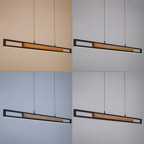 Paul Neuhaus Lampa wisząca Sveja, możliwość ściemniania, jasne drewno, salon / jadalnia, drewno, nowoczesny