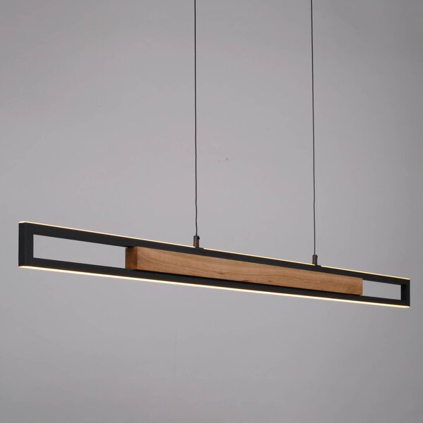 Paul Neuhaus Lampa wisząca Sveja, możliwość ściemniania, jasne drewno, salon / jadalnia, drewno, nowoczesny