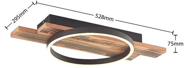 Lampa sufitowa LED Sentoa Lindby, możliwość ściemniania, jasne drewno, salon / jadalnia, drewno, nowoczesny
