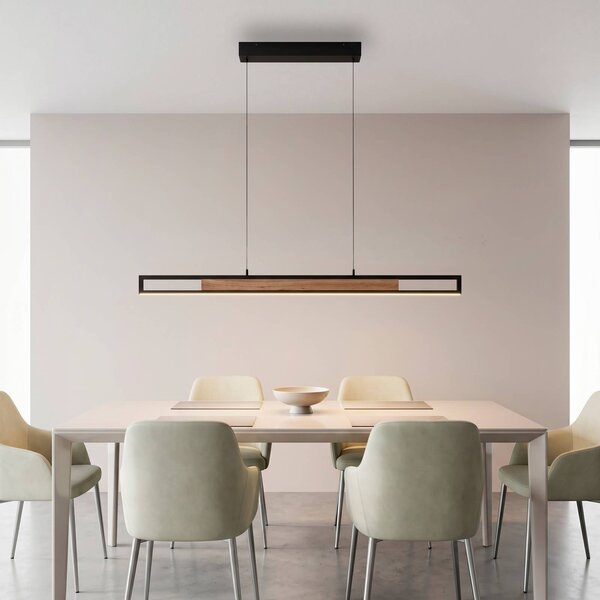 Paul Neuhaus Lampa wisząca Sveja, możliwość ściemniania, jasne drewno, salon / jadalnia, drewno, nowoczesny