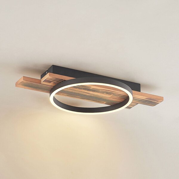 Lampa sufitowa LED Sentoa Lindby, możliwość ściemniania, jasne drewno, salon / jadalnia, drewno, nowoczesny