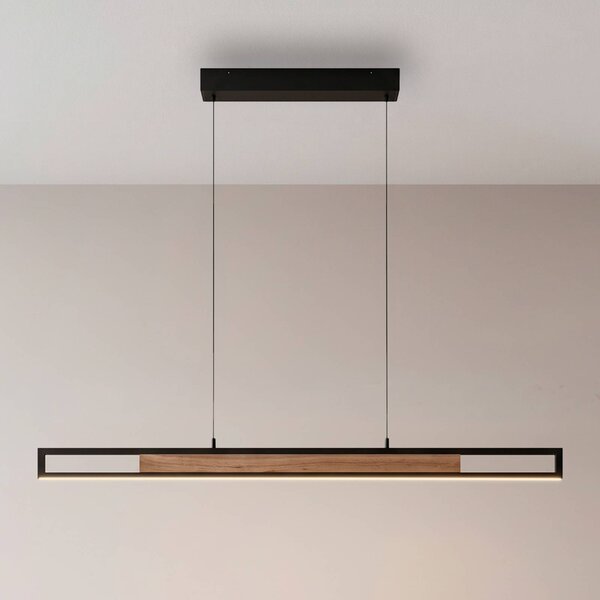 Paul Neuhaus Lampa wisząca Sveja, możliwość ściemniania, jasne drewno, salon / jadalnia, drewno, nowoczesny
