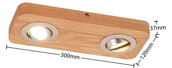 Lampa sufitowa LED Mikari, 30 cm, drewno, obrotowa Mikari Lindby, jasne drewno, salon / jadalnia, drewno, nowoczesny