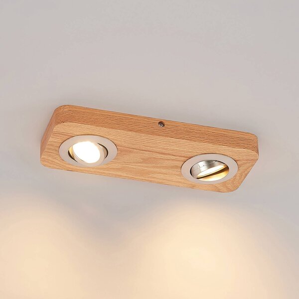 Lampa sufitowa LED Mikari, 30 cm, drewno, obrotowa Mikari Lindby, jasne drewno, salon / jadalnia, drewno, nowoczesny