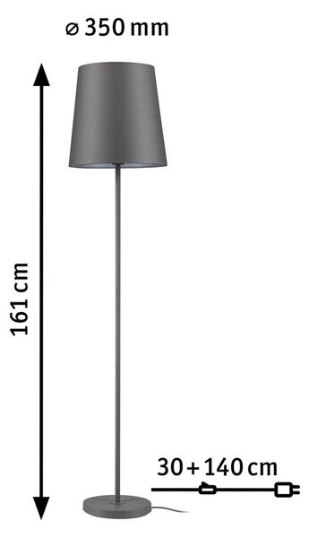 Paulmann Lampa stojąca Stellan, aluminiowy / szary / cynkowy, salon / jadalnia, metal, nowoczesny