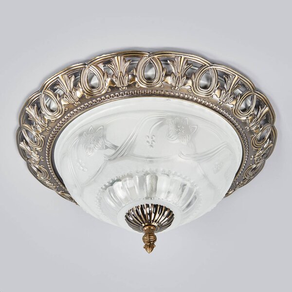 Searchlight Lampa sufitowa Teresa, możliwość ściemniania, brązowy / mosiężny, salon / jadalnia, szkło, antyczny