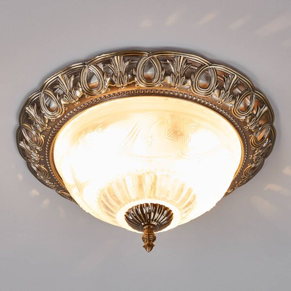 Searchlight Lampa sufitowa Teresa, możliwość ściemniania, brązowy / mosiężny, salon / jadalnia, szkło, antyczny