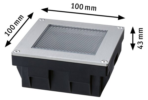 Paulmann – wbudowana w podłogę lampa solarna LED Sorea, żelazna, długość 10 cm, Sorea, aluminiowy / szary / cynkowy, stal szlachetna