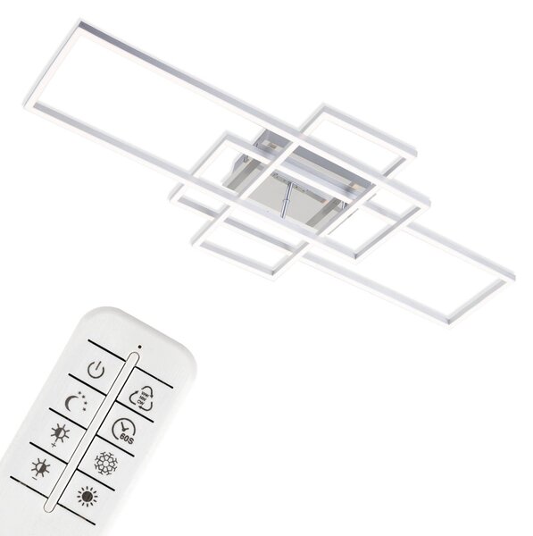 Briloner Lampa sufitowa LED Frame, możliwość ściemniania, aluminiowy / szary / cynkowy, salon / jadalnia, metal, nowoczesny