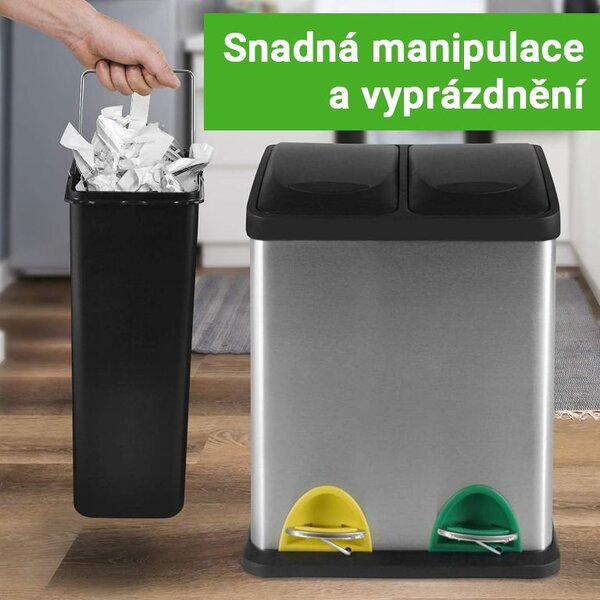 JAGO Kosz na śmieci z pedałem, stal nierdzewna, 2 x 8 L