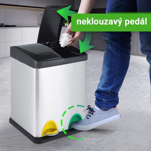 JAGO Kosz na śmieci z pedałem, stal nierdzewna, 2 x 8 L