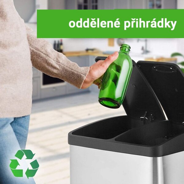 JAGO Kosz na śmieci z pedałem, stal nierdzewna, 2 x 8 L