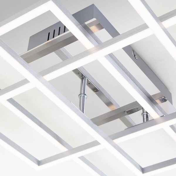 Briloner Lampa sufitowa LED Frame, możliwość ściemniania, aluminiowy / szary / cynkowy, salon / jadalnia, metal, nowoczesny