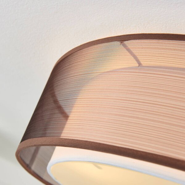 Lampa sufitowa Tobia Lindby, możliwość ściemniania, brązowy / rdzawy, salon / jadalnia, tkanina / materiał / jedwab, nowoczesny