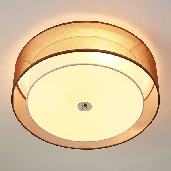 Lampa sufitowa Tobia Lindby, możliwość ściemniania, brązowy / rdzawy, salon / jadalnia, tkanina / materiał / jedwab, nowoczesny