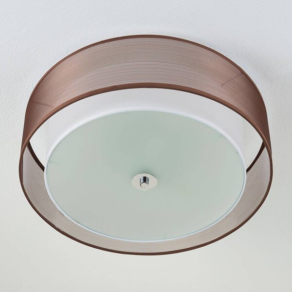 Lampa sufitowa Tobia Lindby, możliwość ściemniania, brązowy / rdzawy, salon / jadalnia, tkanina / materiał / jedwab, nowoczesny