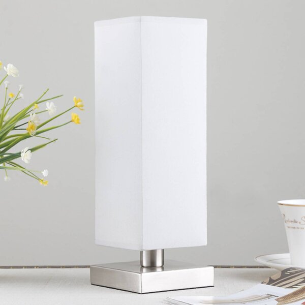 Lampa stołowa Julina Lindby, aluminiowy / szary / cynkowy, sypialnia, tkanina / materiał / jedwab, nowoczesny